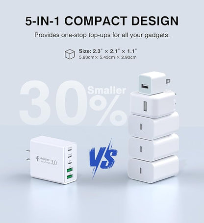 50W USB C Charger Block, 2-Pack Wall Fast Charge Cube Powered Multi-Port Plug Power Adapter Type C Brick for iPhone 16 15/15 Pro Max/14/14 Pro Max/13/13 Pro Max/12/12 Pro iPad, Motorola, LG, Huawei