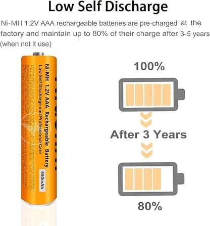 6 Pack NI-MH AAA Rechargeable Battery for Panasonic, 1.2V 550mah AAA Rechargeable Batteries for Panasonic Cordless Phones Handset, Remote Controls, Electronics