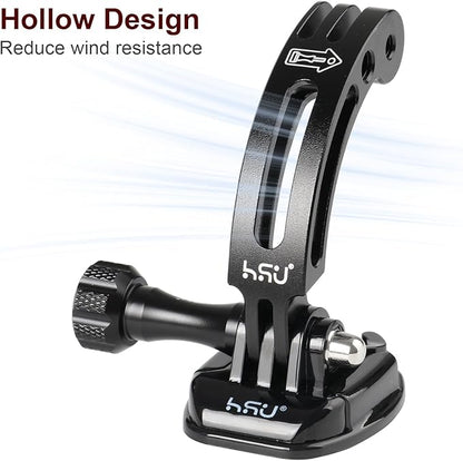 HSU Aluminum Alloy Curved Extension Arm (3”) Metal Pole Mount Helmet Stick Extension Arm Mount for Hero 13/12/11/10/9/8/7/6 Black, DJI Osmo Action 4/3 and More Action Cameras (Black)