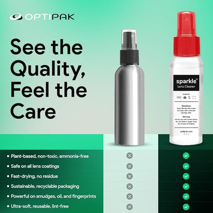 Sparkle Anti-Reflective Lens Cleaner Spray kit | (1) 1oz Glasses Cleaner Spray + (1) Microfiber Cloth for Eyeglasses, Sunglasses, Lenses, Screens and Camera Cleaning Kit (2 Piece Set)