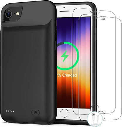 Battery Case for iPhone 7/8/6s/6/SE 2020/SE 3, [10000mAh] Rechargeable Smart Extended Charging Case Compatible with iPhone SE 3/6/6s/7/8/SE 2020 (4.7 inch) Backup Power Battery Pack Charger Case-Black