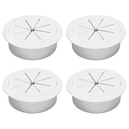 Desk Grommet 2-1/16" (53 mm), Desk Hole Cover for Cables White, Cable Grommet ABS Plastic, Desk Hole Grommet for Office and Home Table Cable, Detachable & Flexible Cable Cord Organizer-4 Pcs