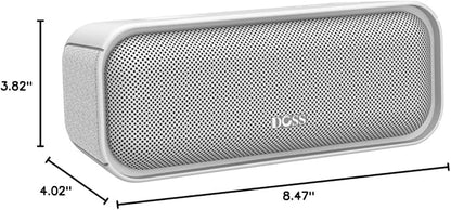 DOSS SoundBox Pro Bluetooth Speaker with 20W Stereo Sound, Active Extra Bass, IPX6 Waterproof, TWS Pairing, Multi-Colors Lights, 20H Playtime, Portable for Beach, Outdoor-Grey