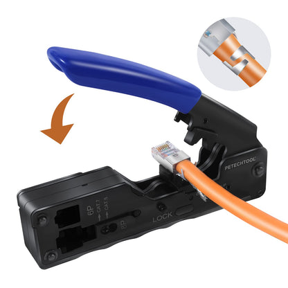 RJ45 Crimp Tool Ethernet Crimping Tool Wire Cutter Crimper For Cat7 Cat6a Cat6 Cat5e Pass Through Connectors