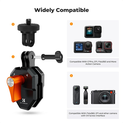 K&F CONCEPT Motorcycle Windshield Clip Mount for GoPro Hero 13/12/11 Black