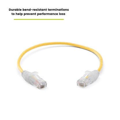 TRUECABLE Cat6 Component Rated Patch Cable, Unshielded (U/UTP), 1ft, Yellow, 28AWG Stranded Pure Copper, Snagless 10G High-Speed Ethernet Cable, PoE++ 4PPoE 100W, UL Listed, RoHS-3, 1 Pack