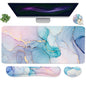 Keyboard Mouse Pad Set, Extended Mouse Pad+Keyboard Wrist Rest Support, Memory Foam Ergonomic Easy Typing, 3Pcs (35.4×15.7 in) Desk Pad Set for Home Office Study Game - Malachite Marble