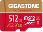 [5-Yrs Free Data Recovery] GIGASTONE 512GB Micro SD Card, 4K Camera Pro, A2 V30 for Smartphone, Gopro, Action Cams, 4K UHD Video Recording, R/W up to 150/120 MB/s, UHS-I U3 C10 Class 10 with Adapter