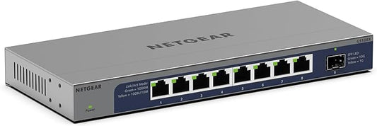 NETGEAR 8-Port 1G/10G Gigabit Ethernet Unmanaged Switch (GS108X) - with 1 x 10G SFP+, Desktop or wall-Mount