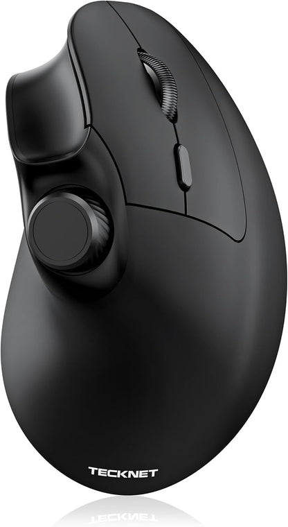 TECKNET Ergonomic Mouse, Rechargeable Wireless Bluetooth Mouse (BT 5.0/5.0+2.4G), Vertical Mouse with Volume Knob, Quiet Clicks, Cordless Mice 6 Adjustable DPI with USB A Receiver, Wide Compatibility