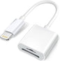 Apple Lightning to SD & TF Card Dual Slot Reader for iPhone/iPad, 2 in 1 Micro SD TF Trail Camera Viewer Memory Card Adapter, Plug and Play