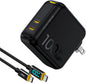 AOHI 100W USB C Charger GaN+, 2 Port Type C PD Wall Charger Foldable Power Adapter with 4ft USB C LED Display Cable for MacBook Pro/Air, iPad Pro, iPhone 15/14/13/12, Galaxy, Laptops, Black