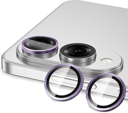 for Samsung Galaxy S25 Edge Camera Lens Protector, Individual Metal Ring Tempered Glass Lens Cover, [Strong Adsorption] Scratch Resistant Ultra-Thin HD Clear Lens Cover, 1 Set-Purple