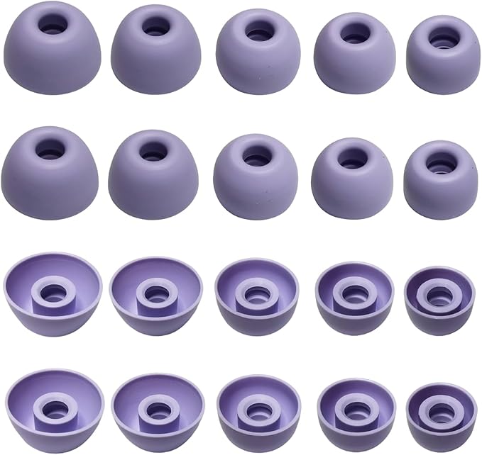 Replacement Earbud Tips for Powerbeats Pro2 Ear Tips [10 Pairs] – XL/L/M/S/XS Silicone Earbuds Tips Compatible with Beats Studio Buds/Beats Fit Pro/Solo Buds, Purple