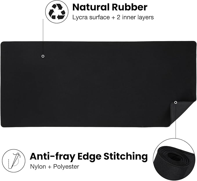 ALOANES Large Gaming Mouse Pad with Non-Slip Rubber Base,Stitched Edge,Desk mat for Laptop,Computer & PC, Wristing Pad for Gamer,Office & Home, 35.4''x 11.8''x 0.12'', Black