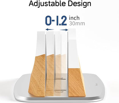Vertical Laptop Stand - Snow Peak-Shaped Wooden Holder Dock Compatible with MacBook, Surface, Chromebook, Dell & More - Space-Saving Design for All Laptops
