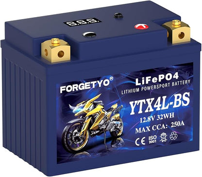YTX4L-BS Lithium Motorcycle Battery, ATV Battery 12V 2.5AH 250CCA Compatible with Scooter, Snowmobile, Jet Ski, Scooter, PWC & More