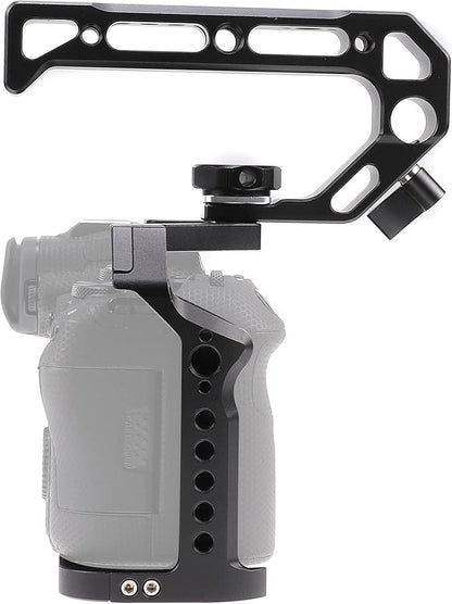 Hersmay R5 R6 Cage with Top Handle,Aluminium Alloy Camera Cage for Canon EOS R5 R6 Mirrorless Cameras, Vlogging Video Shooting Filmmaking Rig Stabilizer with 1/4" Mounting and 3/8" Arri Locating Hole