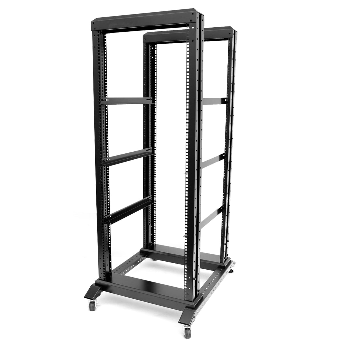 GlobalRack 27U Open Frame Rack on Wheels,Depth 15.75" Mobile IT Cabinet