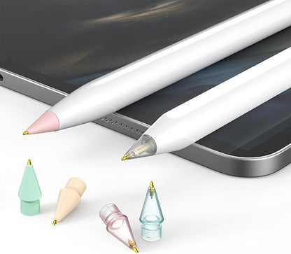 6 Pack Fine Point Replacement Tips Compatible with Apple Pencil 2nd Generation, Apple Pencil 1st Generation & Apple Pencil USB-C Colorful Nibs (Original/Clear/Clear Pink/Clear Blue)