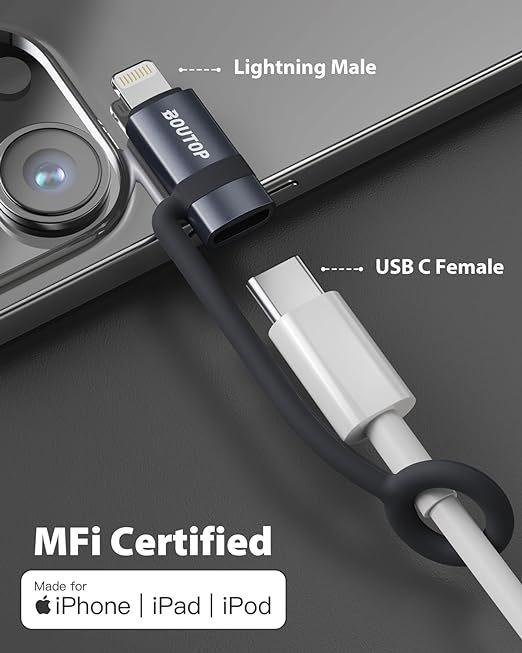 [MFi Certified] USB C to Lightning Adapter, Type C to Lightning Adapter Support 36W PD Fast Charging Compatible with iPhone iPad Dark Gray -3 Pack
