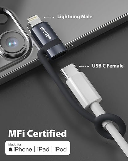 [MFi Certified] USB C to Lightning Adapter, Type C to Lightning Adapter Support 36W PD Fast Charging Compatible with iPhone iPad Dark Gray -3 Pack