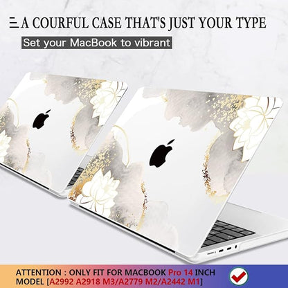 CISSOOK Compatible with MacBook Pro 14 inch Case 2024 2023-2021 Release Model: M4 A3112 A3185 A3401 M3 A2992 A2918 M2 A2779 A2442 M1 Pro/Max, Lotus Hard Shell Case for MacBook Pro 14 with Touch ID