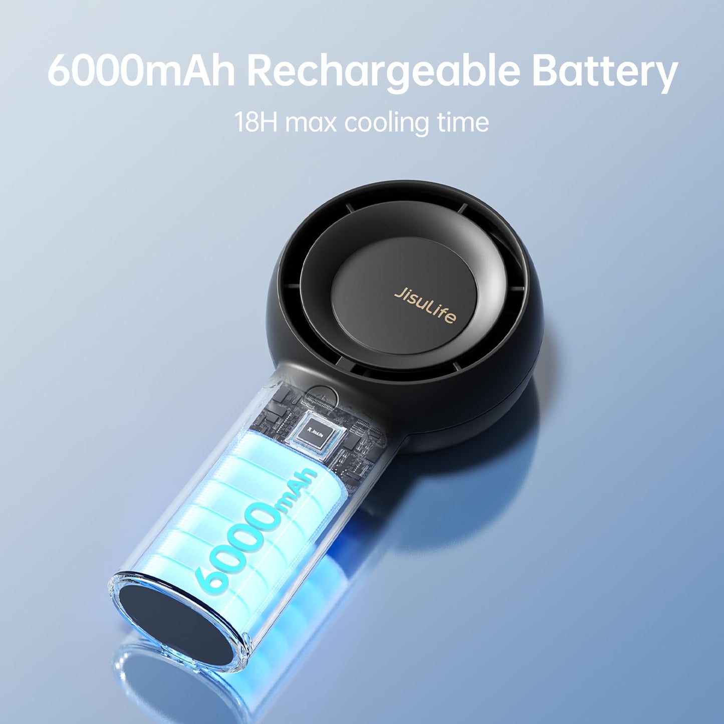 JISULIFE Portable Handheld Turbo Fan Rechargeable 6000mAh 5-Speed (Black)