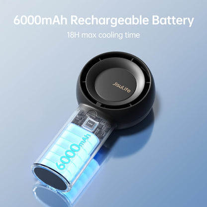 JISULIFE Portable Handheld Turbo Fan Rechargeable 6000mAh 5-Speed (Black)