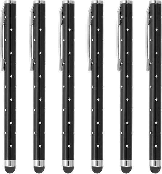 PATIKIL Stylus Pens for Touch Screens, 6 Pcs High Precision Universal Bling Stylus Crystal Metal Capacitive Pen for Touch Screen Devices Phone Tablets Laptop, Black