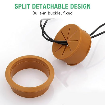 5 Pcs Desk Grommet 2-3/8" / 60 mm, Desk Hole Cover for Cables Coffee, Cable Grommet ABS Plastic, Desk Hole Grommet for Home & Office Pc, Detachable Cable Cord Organizer