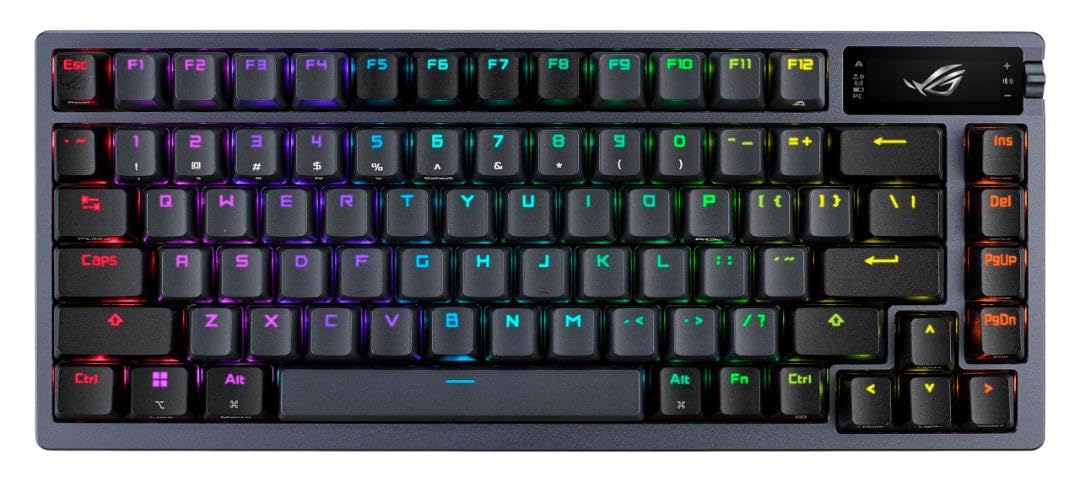 ASUS ROG Azoth Wireless Mechanical Gaming Keyboard – 75% TKL, Tri-Mode Connectivity, Hot Swappable Pre-lubed ROG NX Snow Linear Switches, PBT Keycaps, RGB, OLED Display, PC/Mac Support - White