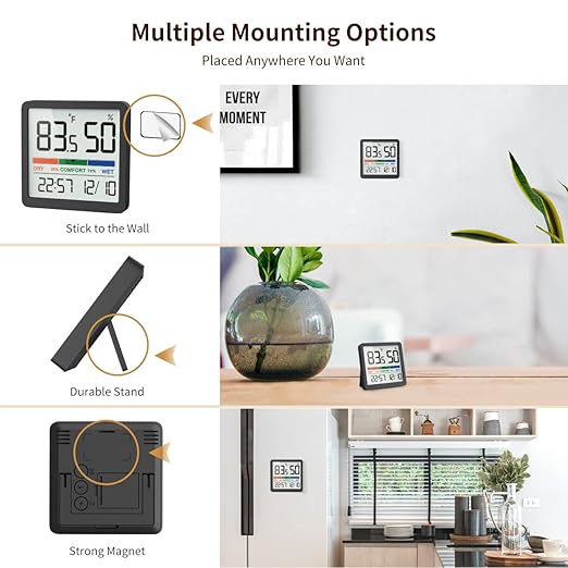 VOCOO Humidity Gauge Indoor Thermometer - Digital Indoor Humidity Sensor Room Thermometer with Temperature Humidity Monitor, Accurate Hygrometer Temp Meter for Home Greenhouse Wine Cellar (2 Pack)
