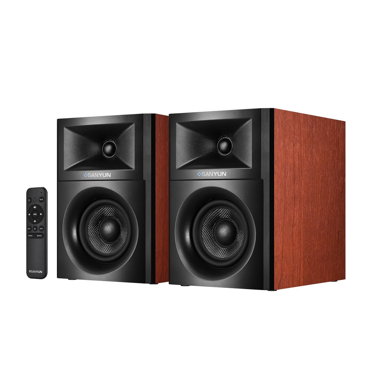 Sanyun SW205 2.0 Bookshelf Speakers, Room-Filling Expanded Stage, Dual-DSP