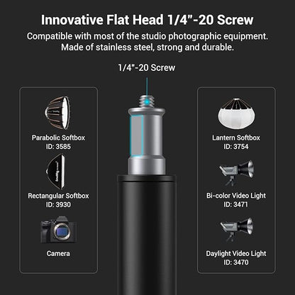 SmallRig Aluminum Light Stand 110"/9.2ft/280cm, Adjustable Photography Air-Cushioned Tripod Stand with 1/4" Screw for Softbox, Studio Light, Flash, Umbrella, Ring Light, Max Load 5kg, RA-S280A