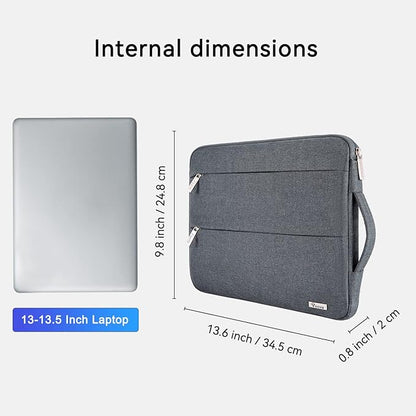 Voova Laptop Sleeve Carrying Case 13 13.6 Inch Compatible with MacBook Air 13 M1/M2/M3/M4, MacBook Pro 13/14, IPad Pro 13, Waterproof Slim Computer Cover Bag, Dark Grey