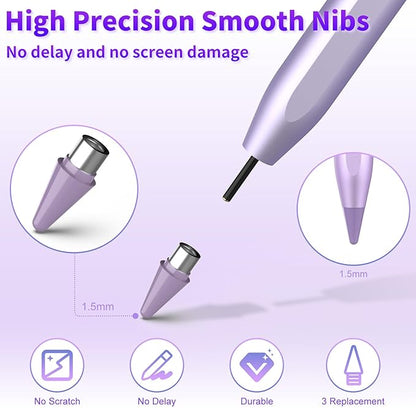Stylus Pen for iOS&Android Touch Screens, Active Pencil for Samsung, Smart Digital Stylus Pens for Lenovo/Huawei/Vivo/Mi and Other Tablets, iPhone/Google Pixel Smart Phones Drawing&Writing (Purple)