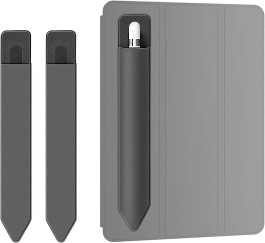 Doormoon Pencil Holder Compatible for iPad 2020/ Air/ 9.7 / Pro 10.5/12.9, Detachable Elastic Compatible for Apple Pencil 5th Gen Leather Sleeve Pocket Pouch, Grey