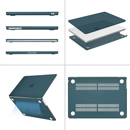 MOSISO Compatible with MacBook Air 13 inch Case 2025 2024 2023 2022 M4 A3240 M3 A3113 M2 A2681, Plastic Hard Shell&Keyboard Cover&Screen Film&Type C for MacBook Air 13.6 inch Case, Teal Green