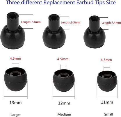 Silicone Earbud Replacement Tips Earbud Tips Ear Bud Covers for Fit Most in-Ear Earbuds(Inner Hole 3.8mm -5.5mm) Headphone Rubber Tips Eartips 18 Pairs S M L