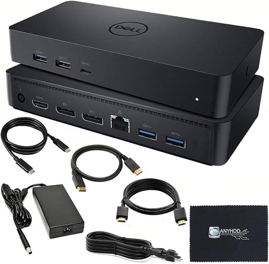 Dell D6000S Universal Docking Station - USB-C/USB-A Dock with 130W Adapter, HDMI, DisplayPort, USB-C Cables - Supports 4K Display (Renewed)