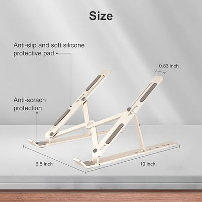 weourwe Ergonomic and Foldable Laptop Stand for Desk, Adjustable Riser, Fits All Laptops and Notebooks up to 17,Ultra-Thin,Ventilated Cooling,ABS+Silicone,Starlight.