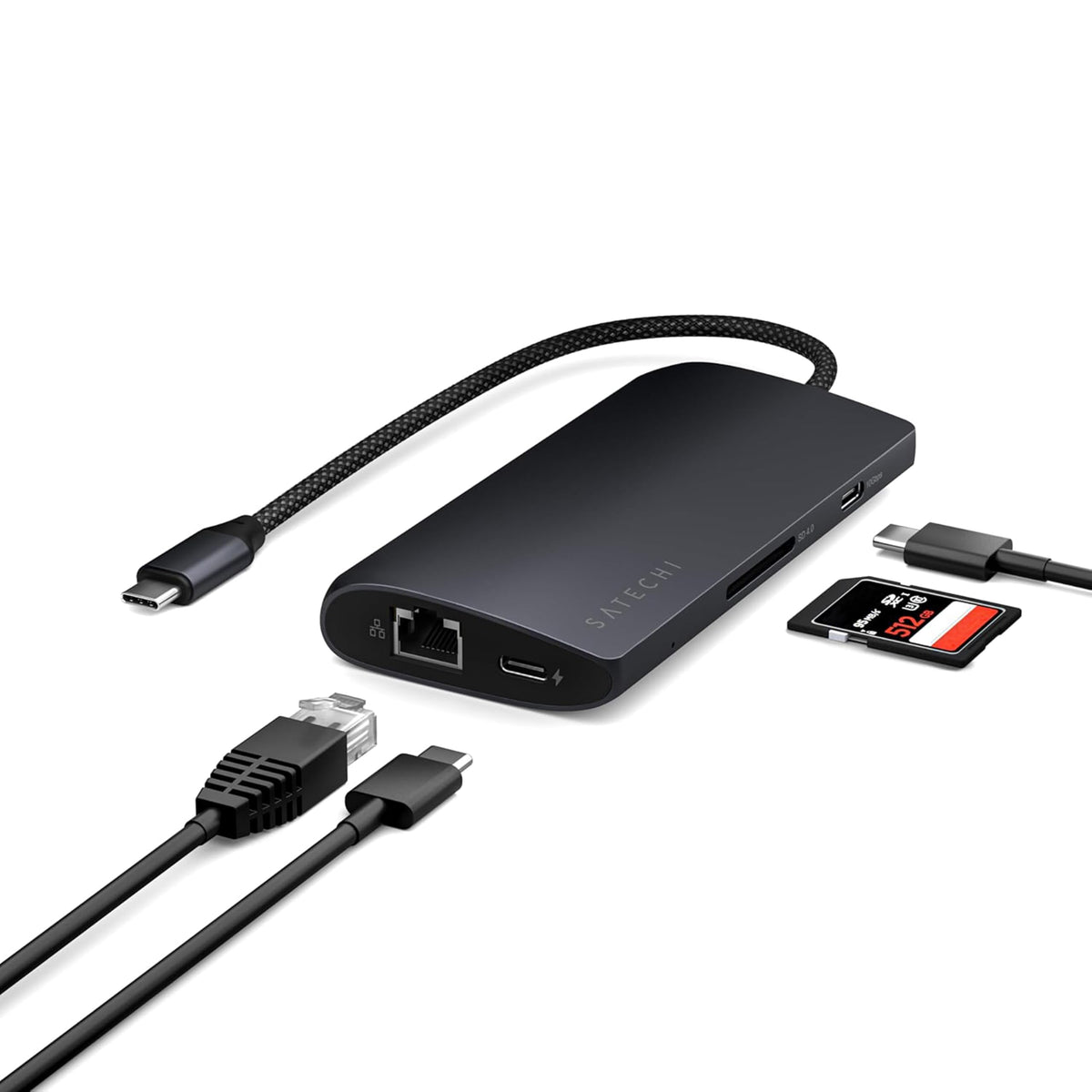 Satechi 8-in-1 USB-C Hub V3, 8K HDMI, 100W Charging, Ethernet, Silver