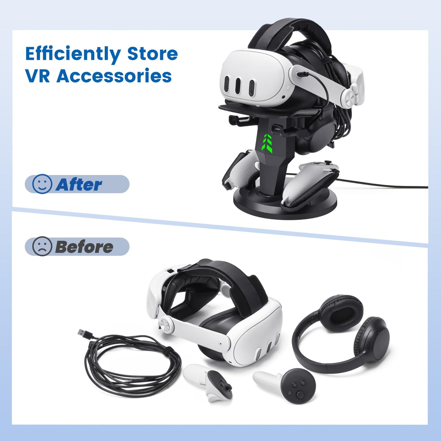 alcopanda VR Headset Charging Dock for Meta Quest 3/Quest 3S/Quest 2, VR Charging Stand for Quest 3 Accessories VR Stand Supports Charging Headset with Type C Cable and fit Controller with Cover