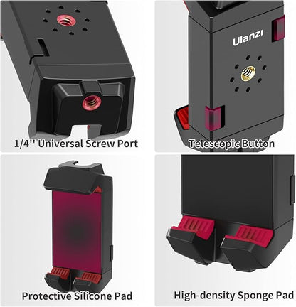 ULANZI ST-29 Phone Tripod Mount, Universal 2-in-1 Tablet Smartphone Holder Adapter with Cold Shoe Mount, 2.6"-8.8" Extend Clip Clamp Compatible with iPad, iPhone, Samsung Galaxy and More