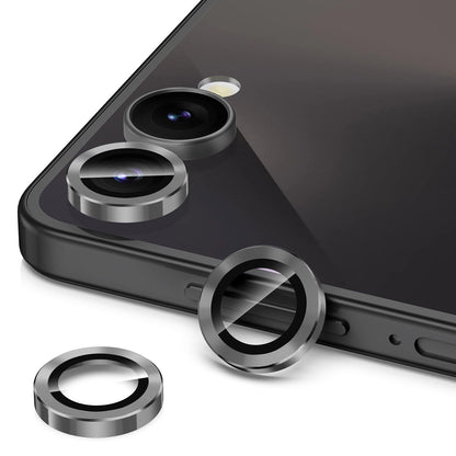 Avocase for Samsung Galaxy Z Flip 7 Camera Lens Protector, Individual Metal Ring Tempered Glass Lens Cover, [Strong Adsorption] Scratch Resistant Ultra-Thin HD Clear Lens Cover, 1 Set-Black