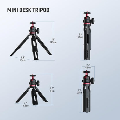 NEEWER Entry Level Version Mini Tripod for Camera, 360° Small Desk Portable DSLR Webcam Cell Phone Mount Holder Stand Selfie Stick Grip Compatible with iPhone Samsung Android Video Recording, GM-2G