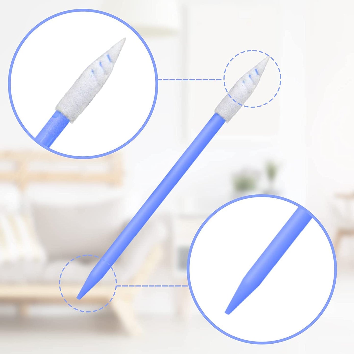 Wellgler's 100pcs Foam Cleaning Swabs, Multi-Purpose Cleanroom Foam Tip, Cleaning Swab Kitip,Lab Swabs.