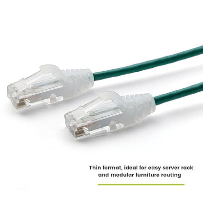 TRUECABLE Cat6 Component Rated Patch Cable, Unshielded (U/UTP), 3ft, Green, 28AWG Solid Copper, Snagless 10G High-Speed Ethernet Cable, PoE++ 4PPoE 100W, UL Listed, RoHS-3, 5 Pack