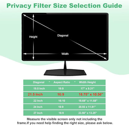 21.5 Inch Computer Privacy Screen for 16:9 Computer Monitor, Anti-Blue Light Monitor Privacy Screen Filter, Anti-UV Computer Screen Privacy Shield